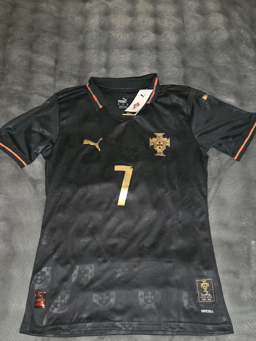 Puma Black & Gold Portugal No.7 Football Jersey - Cristiano Ronaldo
